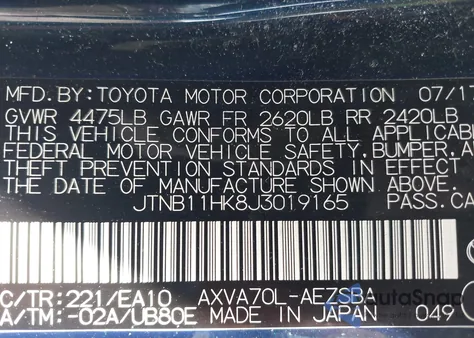2018 Toyota Camry Se from USA, damaged, VIN JTNB11HK8J3019165